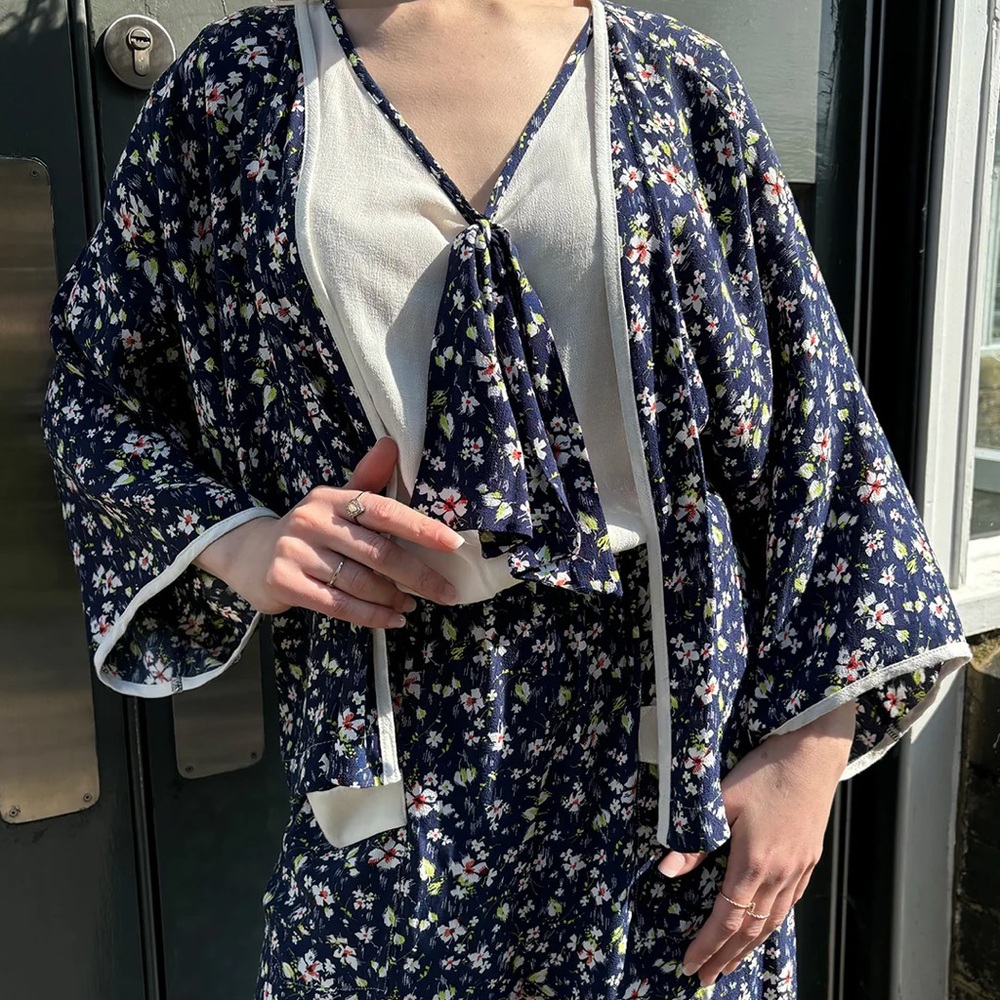 30s Beach Pyjama top Nightblossom Kimono Sleepwear Beach Pajama top